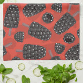 Patroon op zwarte bessen en zwarte bessen theedoek (Gevouwen)