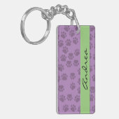 Patroon op zwoegen, Paarse poten, honden, Jouw naa Sleutelhanger (Voorkant Links)