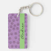 Patroon op zwoegen, Paarse poten, honden, Jouw naa Sleutelhanger (achterkant)