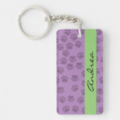 Patroon op zwoegen, Paarse poten, honden, Jouw naa Sleutelhanger (Voorkant)