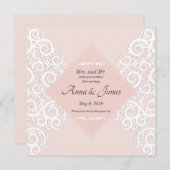 Patroon Ornament op roze bruiloft uitnodiging (Voorkant / Achterkant)
