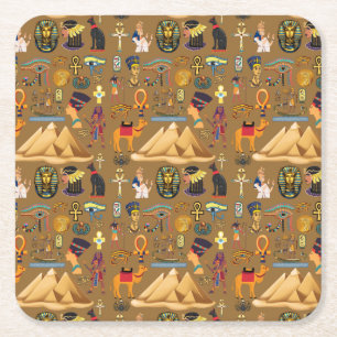 Patroon Oud Egyptisch Hiëroglief Symbool Kartonnen Onderzetters