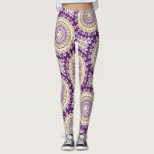 Patroon Paars en Gold Mandala Leggings (Voorkant)