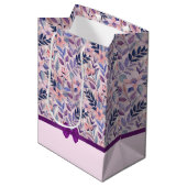 Patroon Paarse Bloemen Gift Bag Medium Cadeauzakje (Voorkant Gekanteld)