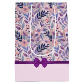 Patroon Paarse Bloemen Gift Bag Medium Cadeauzakje (Achterkant)