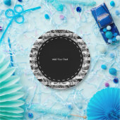 Patroon Paisley en Stripes | Zwart, wit en grijs Papieren Bordje (Feest)