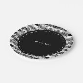 Patroon Paisley en Stripes | Zwart, wit en grijs Papieren Bordje (Gekanteld)