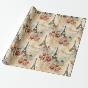 Patroon Parijs Vintage Waterverf Franse Bloemen Cadeaupapier