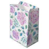 Patroon Pastel Roze & Purple Flowers Medium Cadeauzakje (Achterkant Gekanteld)