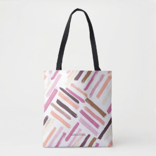 patroon penseelstreken tote bag
