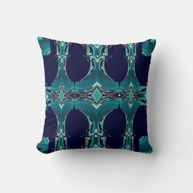 Patroon Pillow 4 Home op Blauwgroen en marineblauw Kussen (Voorkant)