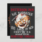 PATROON PUB WE BARBECUE HET LAM VAN GOD ELKE DAG FEESTDAGENKAART (Voorkant / Achterkant)