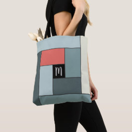 Patroon rechthoeken (ver6) met aangepast monogram tote bag