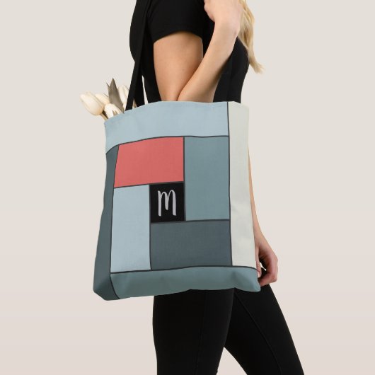 Patroon rechthoeken (ver6) met aangepast monogram tote bag (Dichtbij)