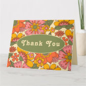 Patroon Retro Bloemen Boho 70s Huwelijk Bedankkaart (Voorkant)