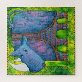 Patroon Rhino Aquarel Illustratie Legpuzzel (Verticaal)