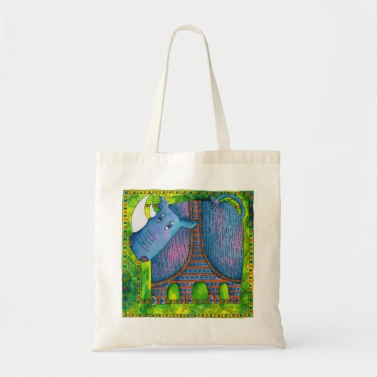 Patroon Rhino Aquarel Illustratie Tote Bag (Voorkant)