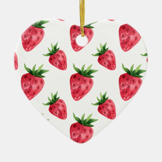 Patroon rode aardbeien keramisch ornament (Voorkant)