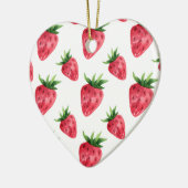 Patroon rode aardbeien keramisch ornament (Links)