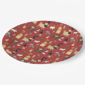 patroon rode achtergrond papieren bordje (Gekanteld)