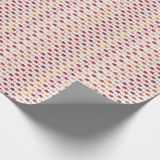 Patroon rode apen cadeaupapier (Hoek)