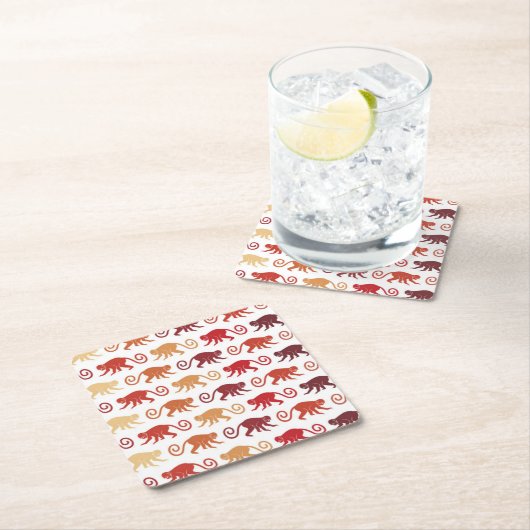 Patroon rode apen kartonnen onderzetters (Insitu)