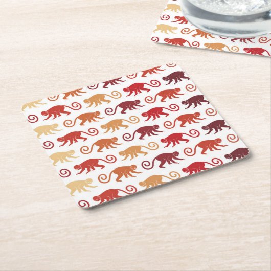 Patroon rode apen kartonnen onderzetters (Schuin)