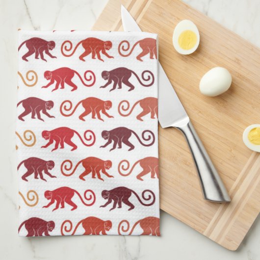 Patroon rode apen theedoek (Quarter Fold)