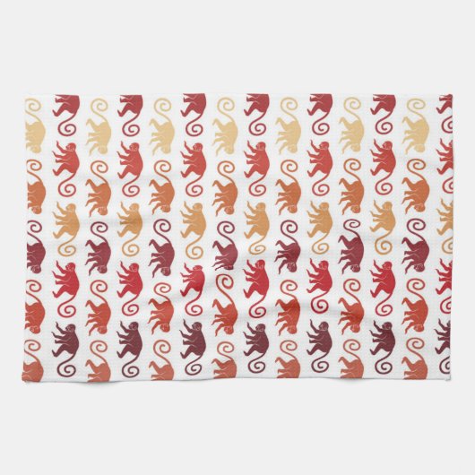 Patroon rode apen theedoek (Horizontaal)