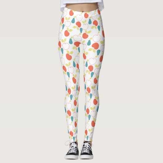 Patroon rode appels en blauwe peren leggings (Voorkant)