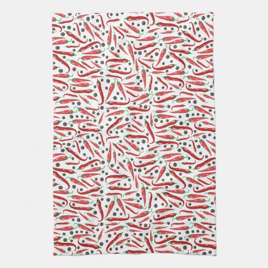 Patroon rode Chili Peppers Theedoek (Verticaal)