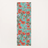 Patroon rode en Aqua Poppies Yogamat (Voorkant)