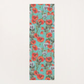 Patroon rode en Aqua Poppies Yogamat (Achterkant)