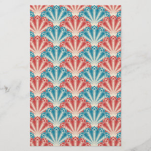 Patroon rode en blauwe pacock briefpapier