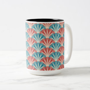 Patroon rode en blauwe pacock tweekleurige koffiemok