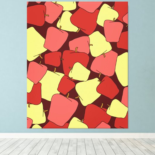 Patroon rode en gele appels canvas afdruk (Insitu (Houten vloer))