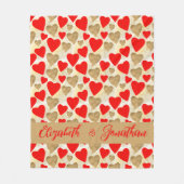 Patroon rode en gouden kleuren koppelen Namen Vale Fleece Deken (Voorkant)