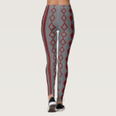 Patroon rode en grijze Harlequin en stripes Leggings (Achterkant)