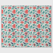 Patroon rode en groene Floral Cadeaupapier (Vlak)