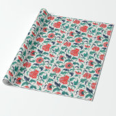 Patroon rode en groene Floral Cadeaupapier (Uitgerold)