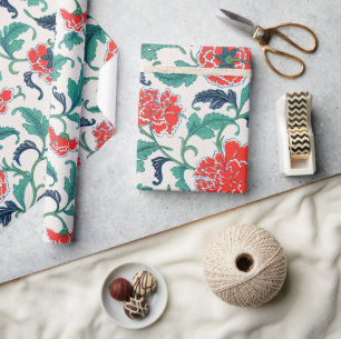 Patroon rode en groene Floral Cadeaupapier