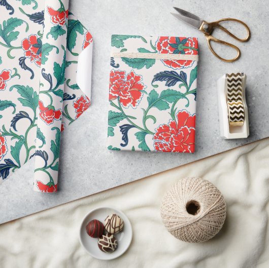 Patroon rode en groene Floral Cadeaupapier (Crafts)