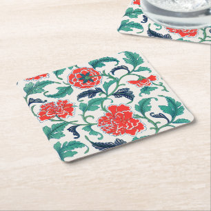 Patroon rode en groene Floral Kartonnen Onderzetters