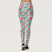 Patroon rode en groene Floral Leggings (Achterkant)