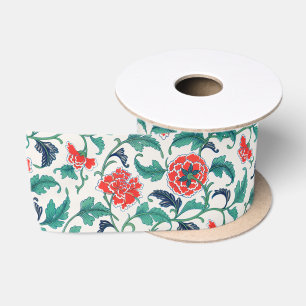 Patroon rode en groene Floral Satijnen Lint
