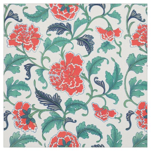 Patroon rode en groene Floral Stof (Swatch)
