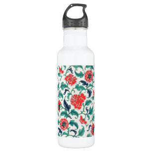 Patroon rode en groene Floral Waterfles