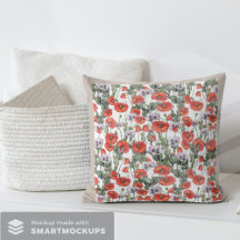 Patroon rode en Paarse papavers