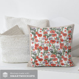 Patroon rode en Paarse papavers Kussen