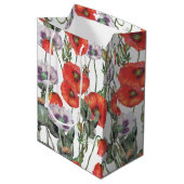 Patroon rode en Paarse papavers Medium Cadeauzakje (Voorkant Gekanteld)